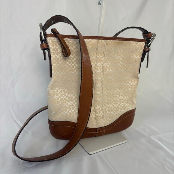 Coach Signature Demi Khaki Brown Leather Crossbody Shoulder Bag Crossbody F10944 - Picture 10 of 11